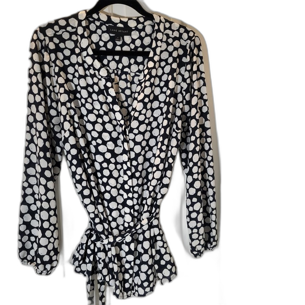 Lane Bryant Black and White Polka Dot Women's Top - 16